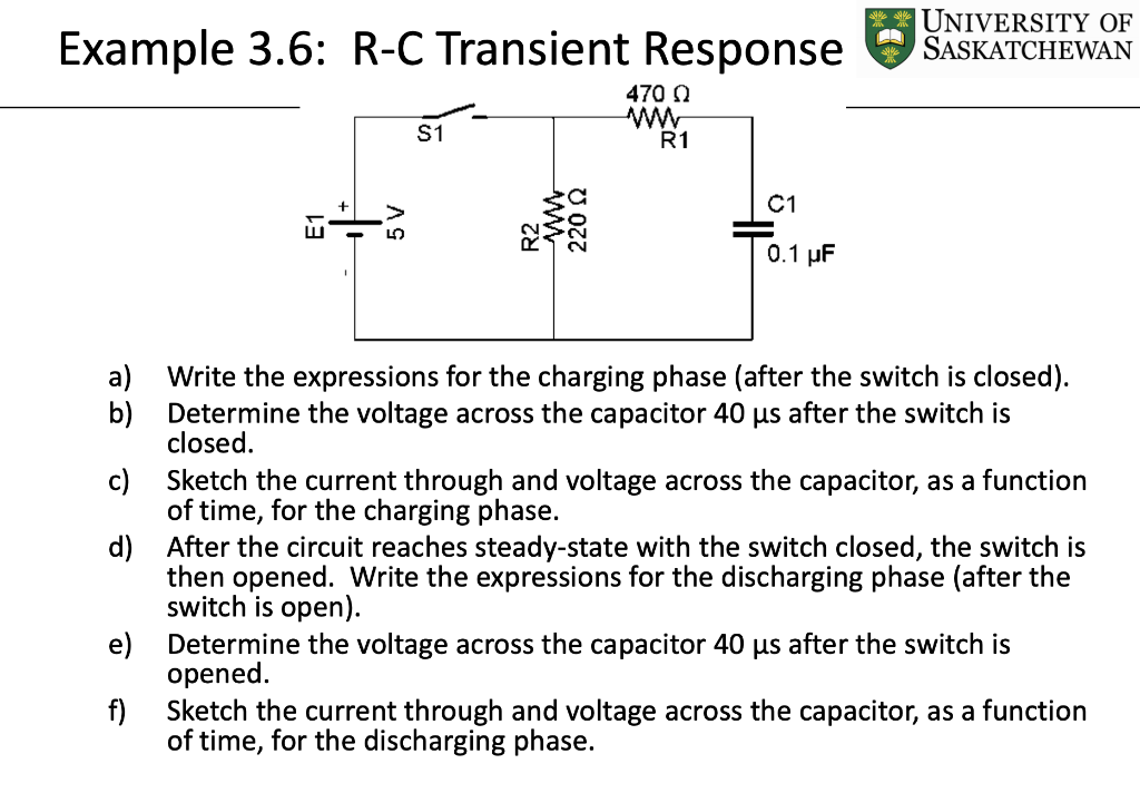 Solved Example 3.6: R-C Transient Response * UNIVERSITY OF | Chegg.com