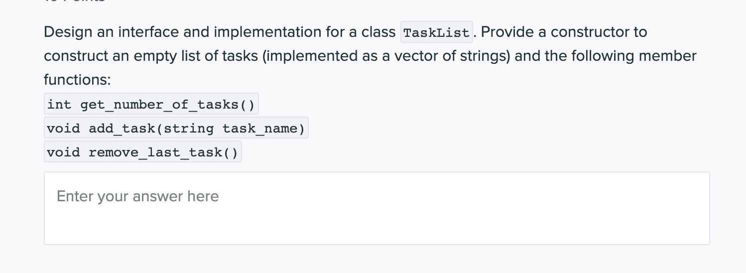 Solved Design an interface and implementation for a class | Chegg.com