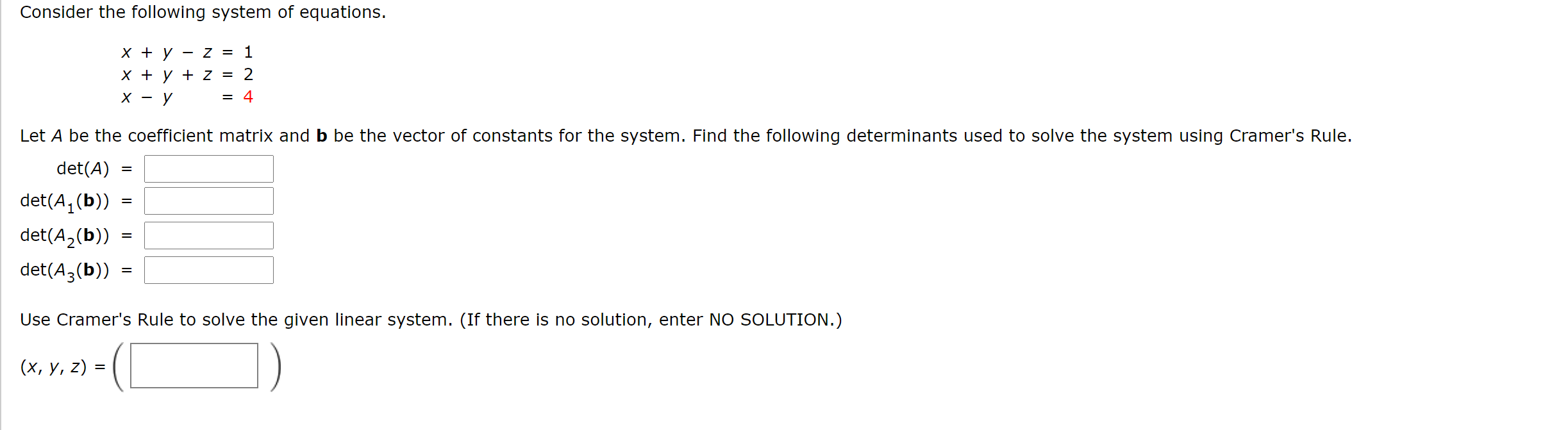 Solved Consider the following system of equations. x + y - Z | Chegg.com