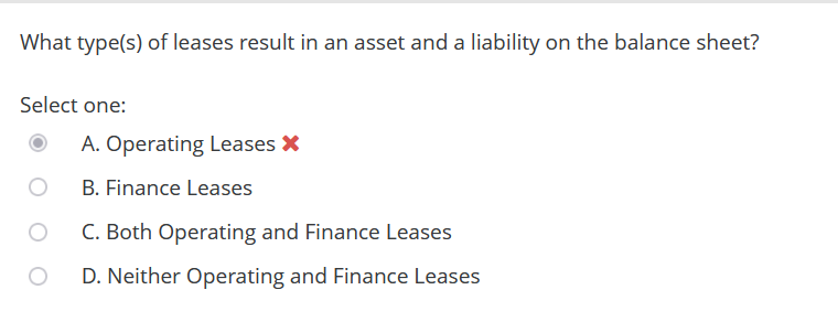 Solved What Type(s) Of Leases Result In An Asset And A | Chegg.com