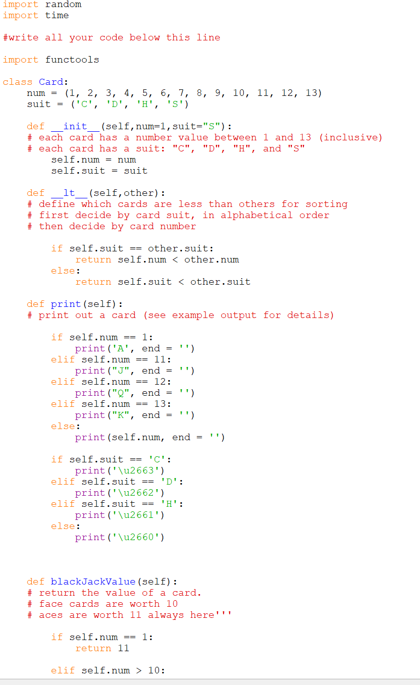 Solved Below is python code for a black jack game. I am | Chegg.com