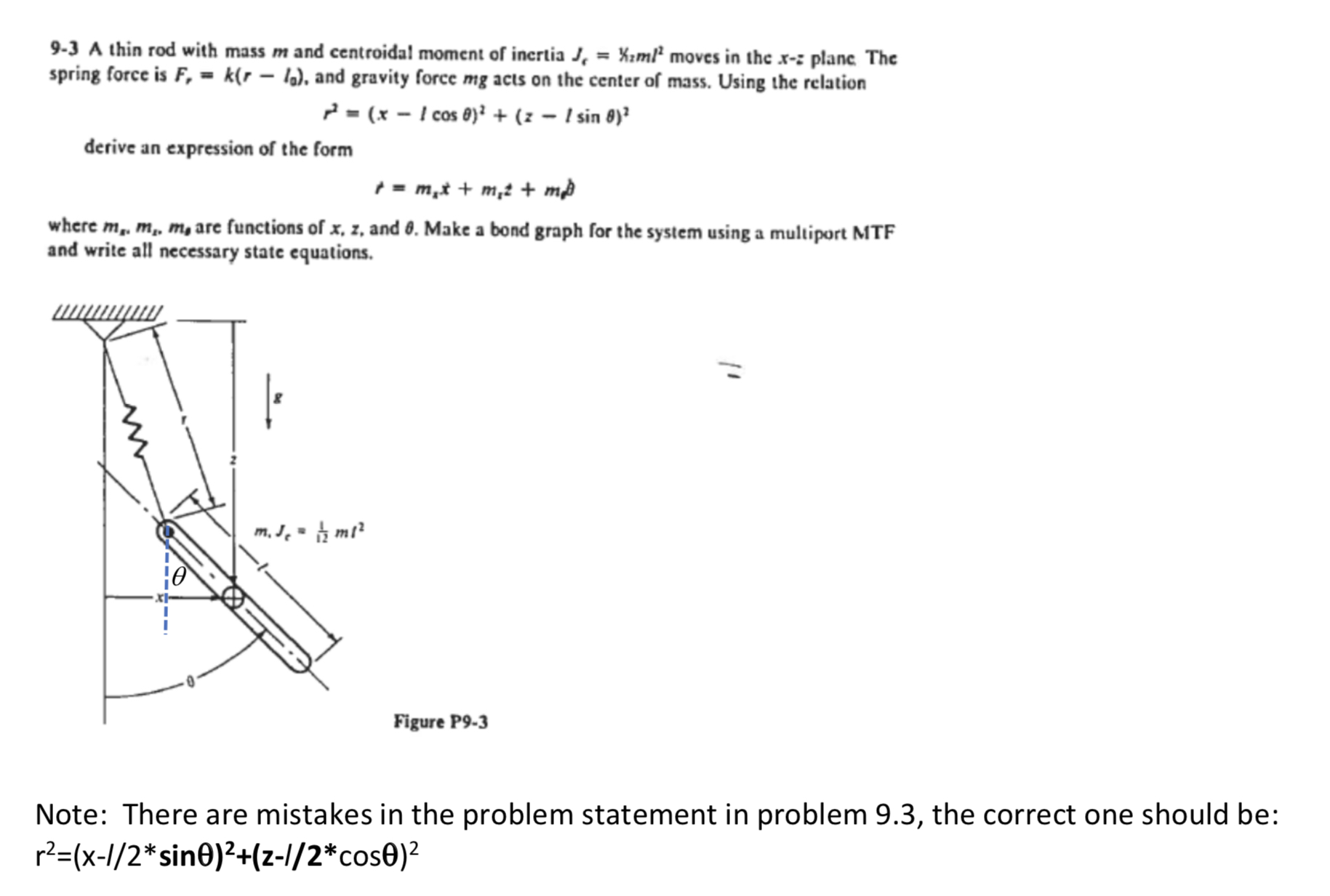 Solved 9 3 A Thin Rod With Mass M And Centroidal Moment Of