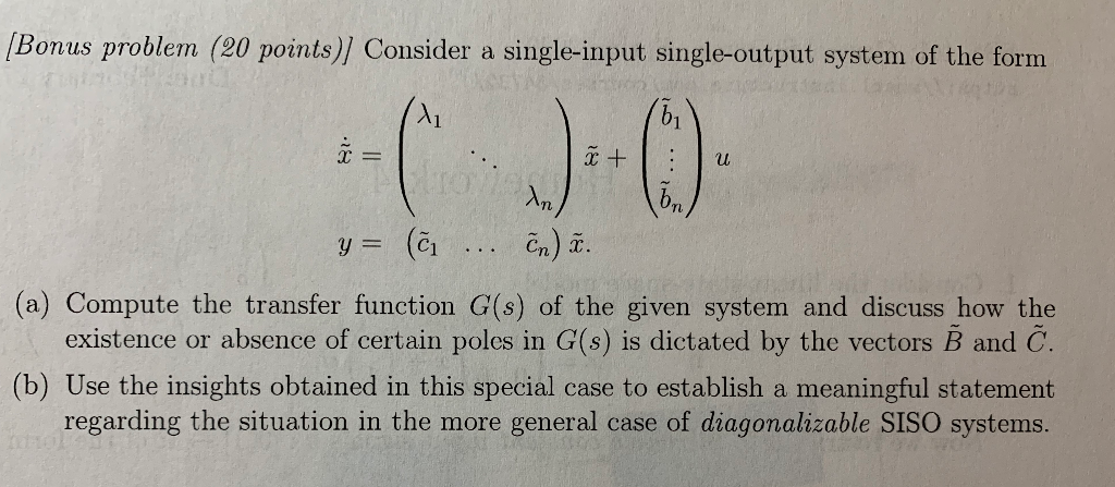 Solved Bonus Problem Points Consider A Single Inpu Chegg Com