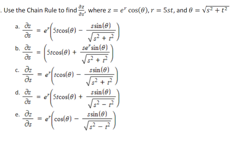 Use the Chain Rule to find ∂s′∂z, where | Chegg.com
