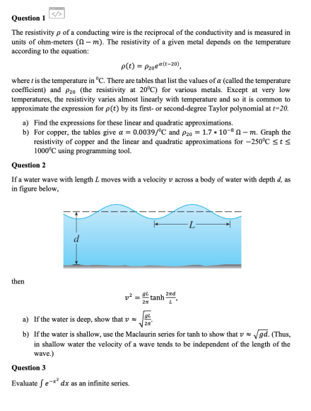 Solved Question 1 The resistivity p of a conducting wire is | Chegg.com