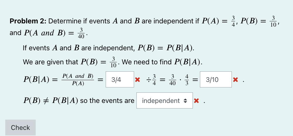 Solved Problem 2: Determine If Events A And B Are | Chegg.com