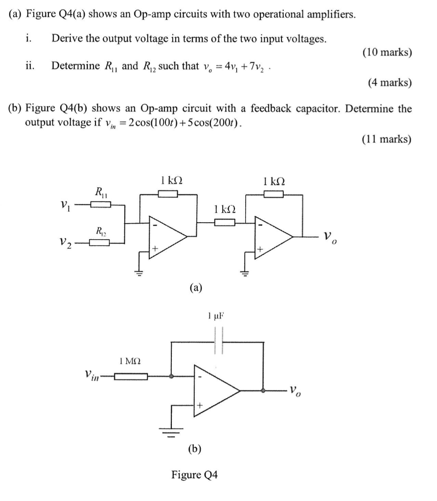 Solved (a) Figure Q4(a) Shows An Op-amp Circuits With Two | Chegg.com