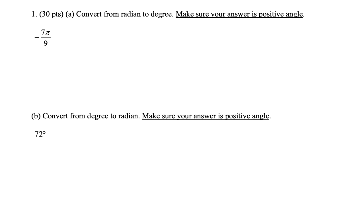 Solved Pts A Convert From Radian To Degree Make Chegg Com