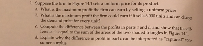 Solved 1. Suppose the firm in Figure 14.1 sets a uniform | Chegg.com