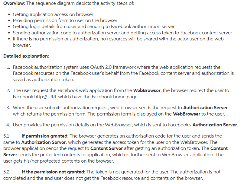 Overview: The sequence diagram depicts the activity steps of: • Getting application access on browser • Providing permission