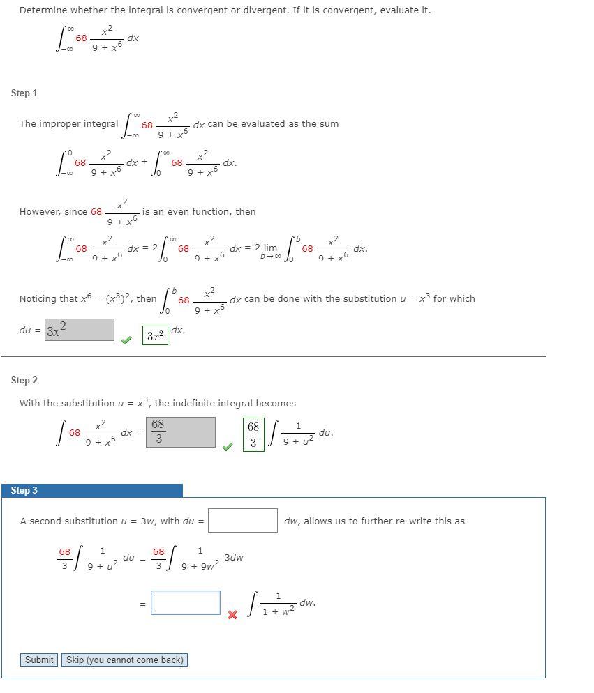 Solved Determine whether the integral is convergent or | Chegg.com
