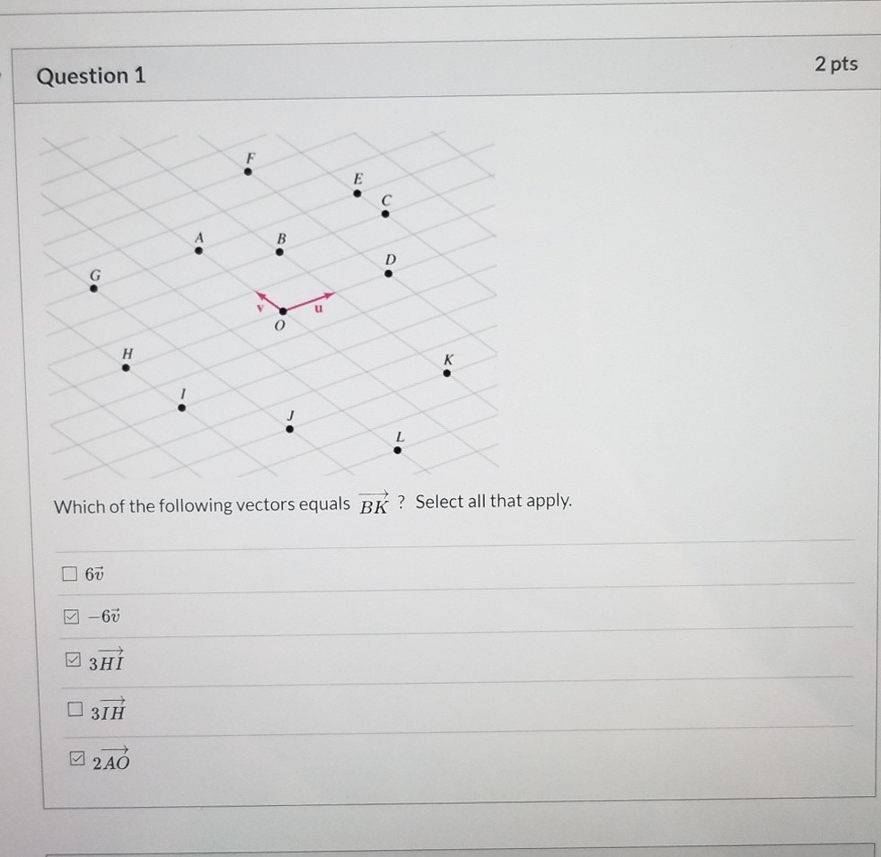 Solved 2 pts Question 1 LI Which of the following vectors | Chegg.com