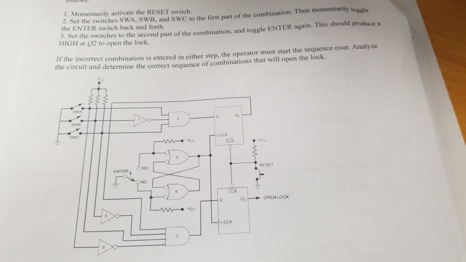 Solved 1. Momentarily activate the RESET switch. 2. Set the | Chegg.com
