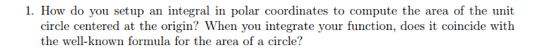 integral area of circle polar coordinates