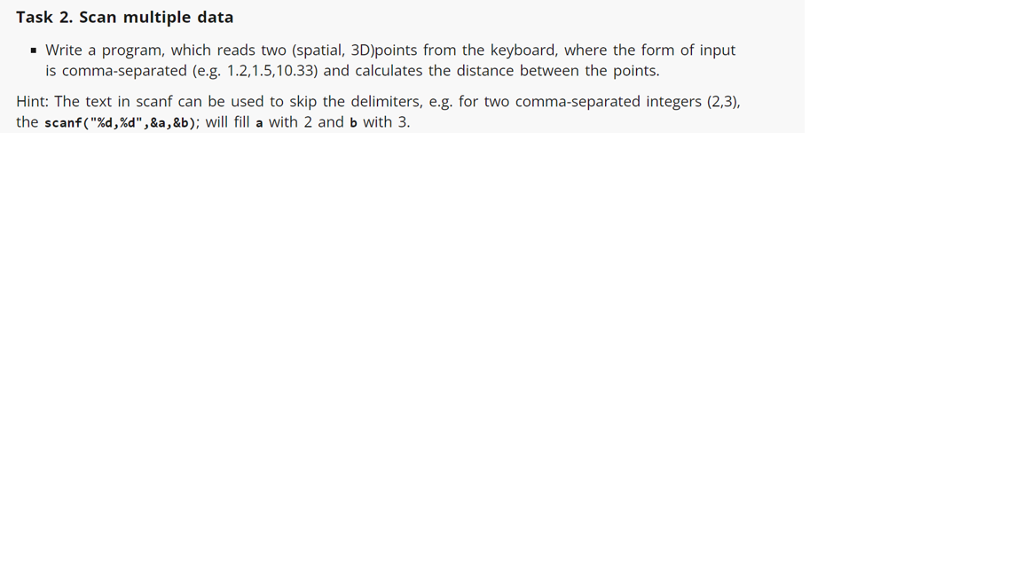 Solved Task 2. Scan multiple data • Write a program, which | Chegg.com