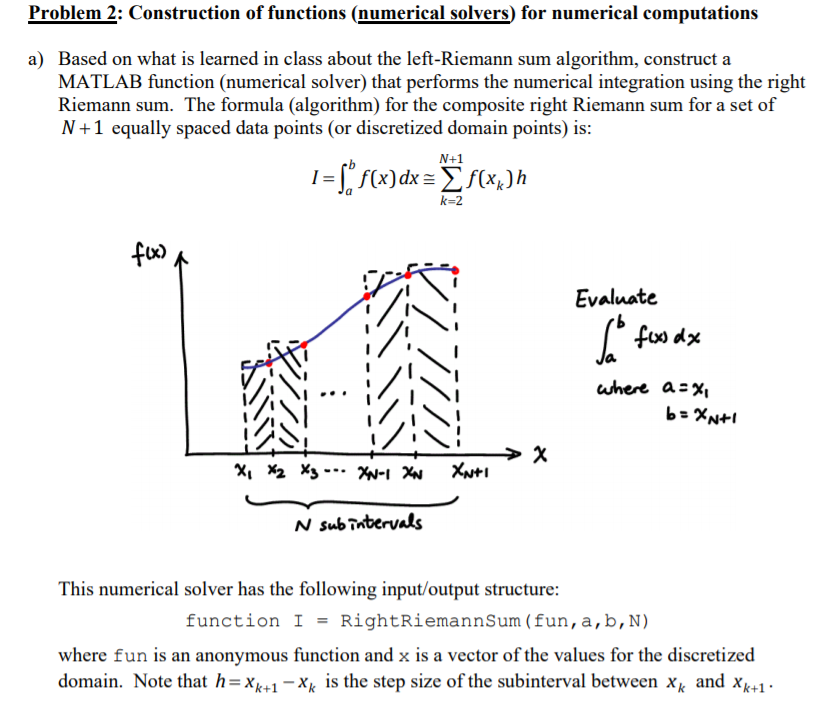 Problem 2: Construction of functions (numerical solvers) for numerical computations a) Based on what is learned in class abou