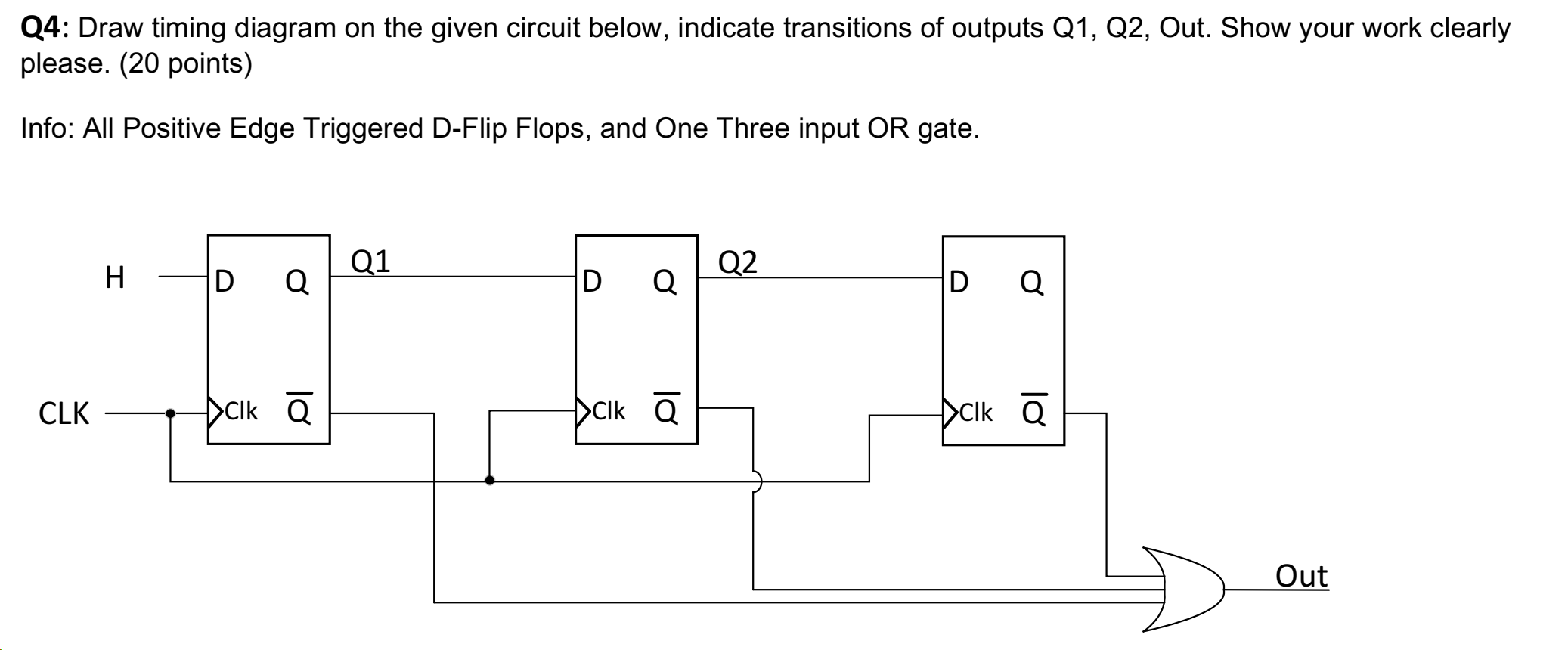 Solved Q4: Draw timing diagram on the given circuit below, | Chegg.com