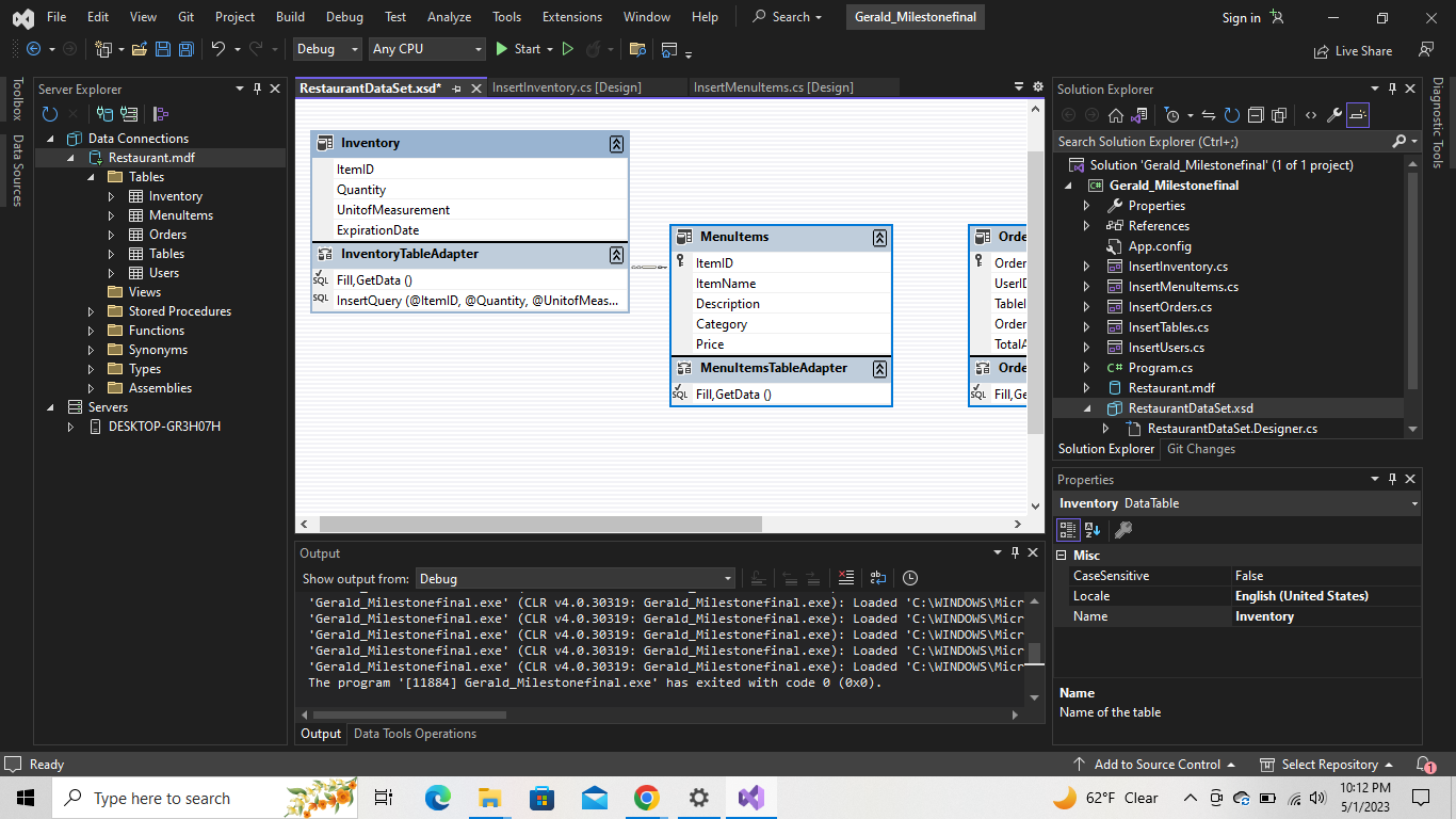 Solved Visual Studio Help: I'm supposed to make an insert | Chegg.com