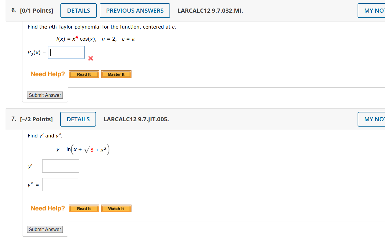 Solved Find The Nth Taylor Polynomial For The Function, | Chegg.com