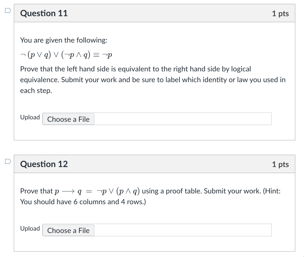 Solved You Are Given The Following: ¬(p∨q)∨(¬p∧q)≡¬p Prove | Chegg.com