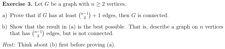 Solved Exercise 3. Let G be a graph with n > 2 vertices. a) | Chegg.com
