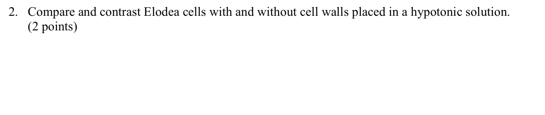 Solved 2 Compare And Contrast Elodea Cells With And Without Chegg