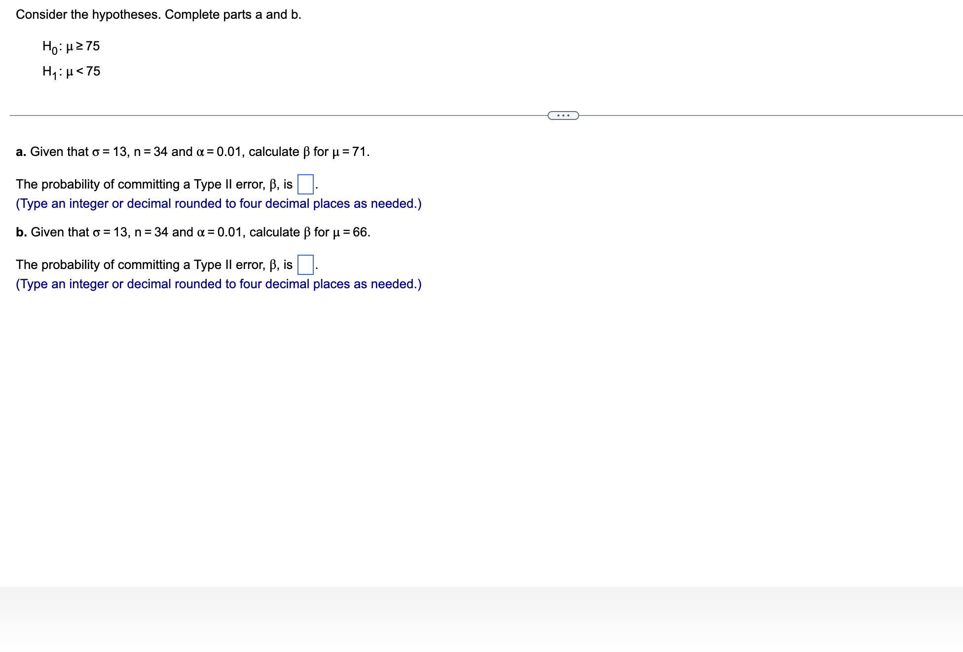 Solved Consider the hypotheses. Complete parts a and b. | Chegg.com