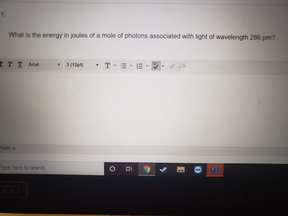 Solved What is the energy in joules of a mole of photons | Chegg.com