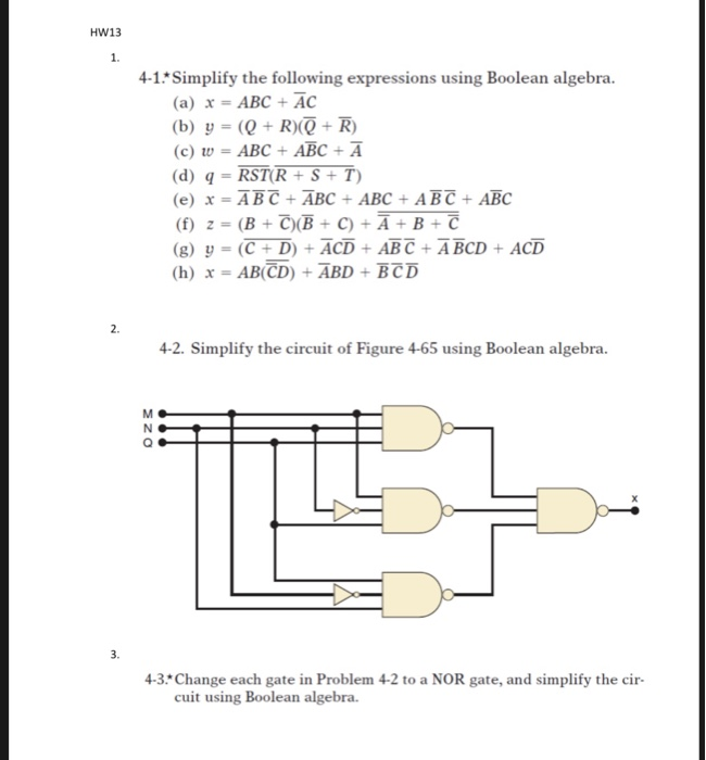 Solved HW13 -1 Simplify the following expressions using | Chegg.com