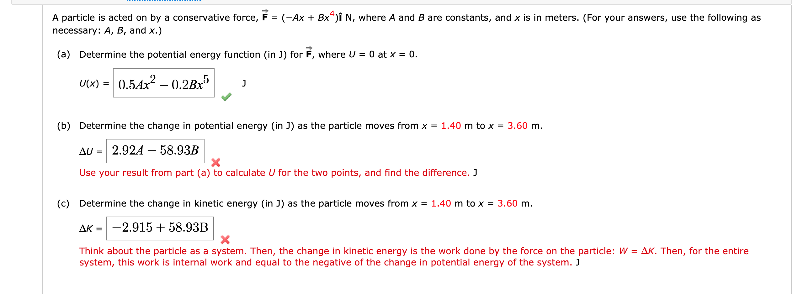 Solved A Particle Is Acted On By A Conservative Force F Chegg Com