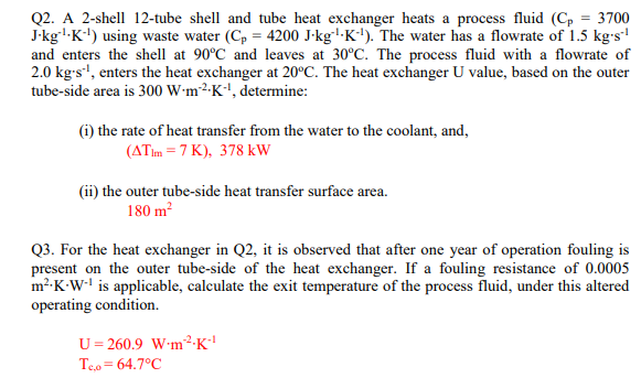 Solved Q2. A 2-shell 12-tube shell and tube heat exchanger | Chegg.com