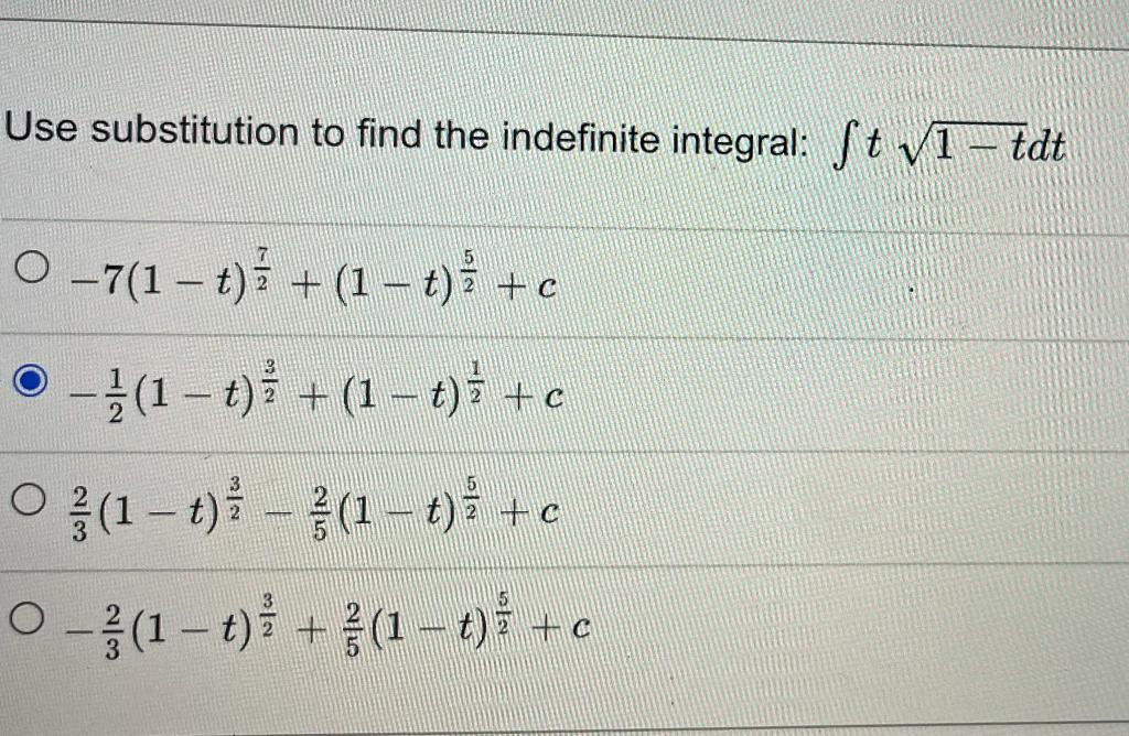 Solved Use substitution to find the indefinite integral: | Chegg.com