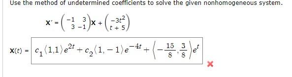 Solved Use the method of undetermined coefficients to solve | Chegg.com