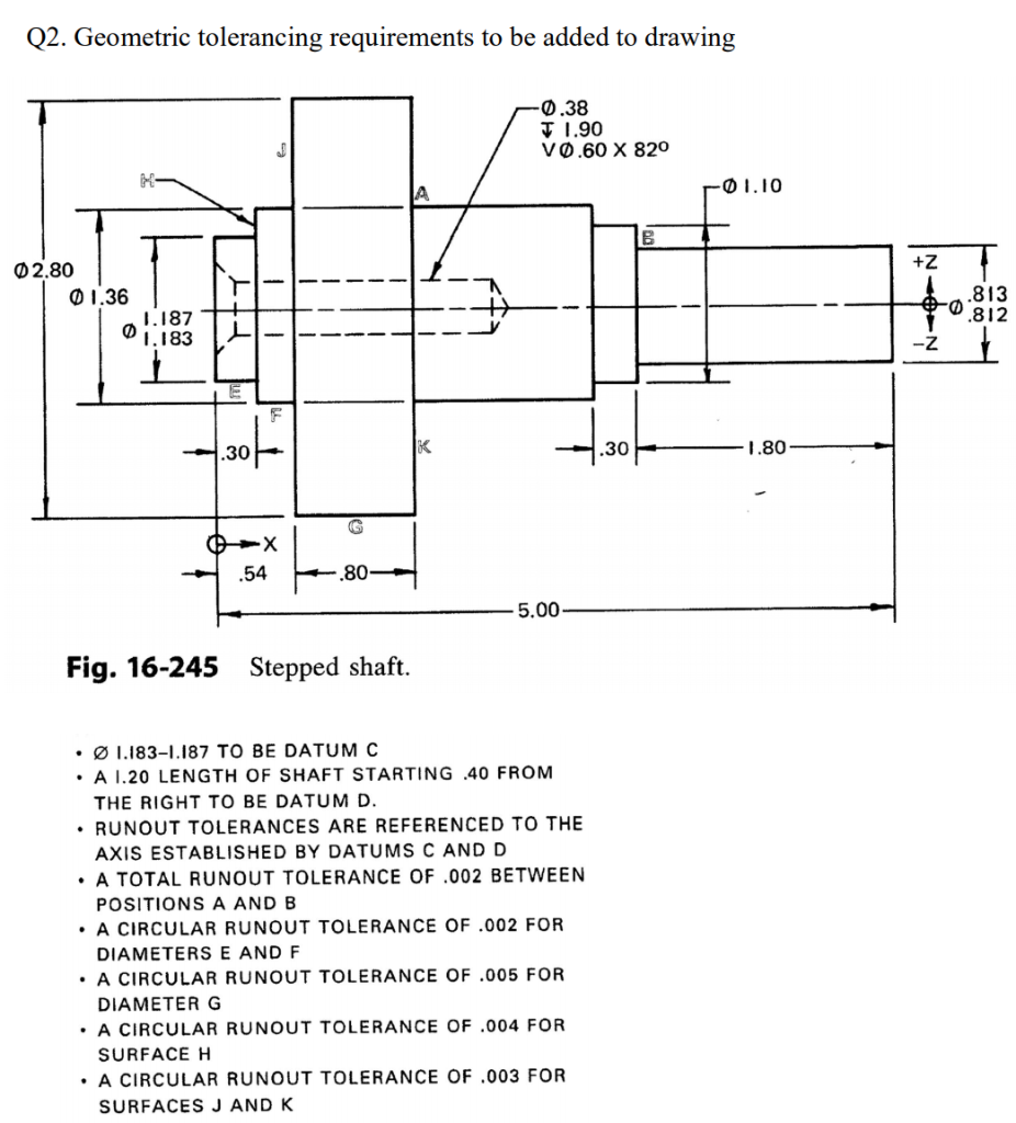 Solved Q2. Geometric Tolerancing Requirements To Be Added To | Chegg.com