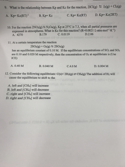 Solved 9. What is the relationship between Kp and Kc for the