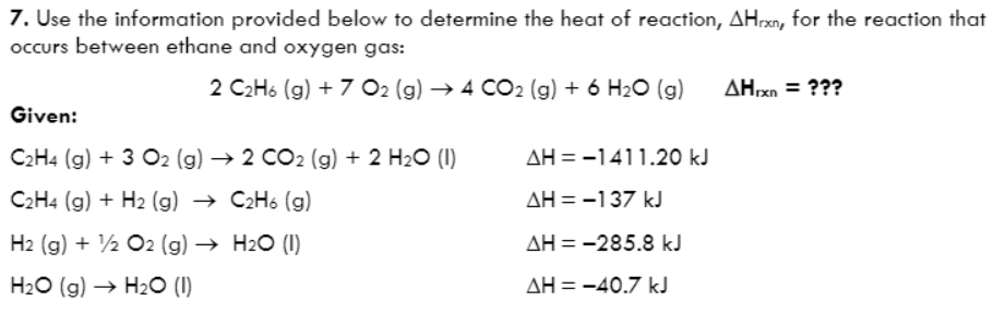 Solved 7. Use the information provided below to determine Chegg