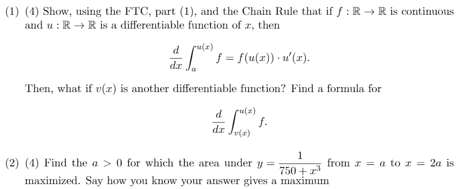 Solved (1) (4) Show, using the FTC, part (1), and the Chain | Chegg.com