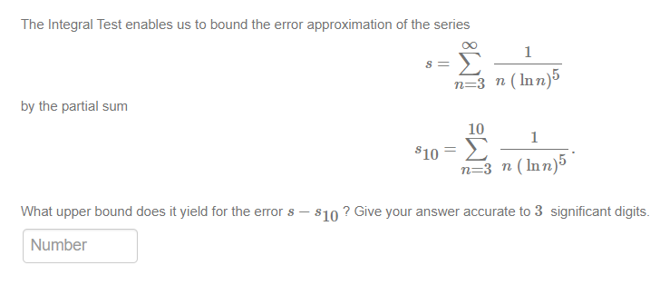 Solved The Integral Test enables us to bound the error | Chegg.com