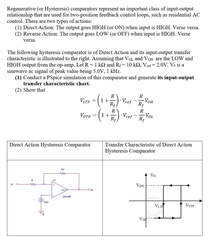 Solved Regenerative (or Hysteresis) comparators represent an
