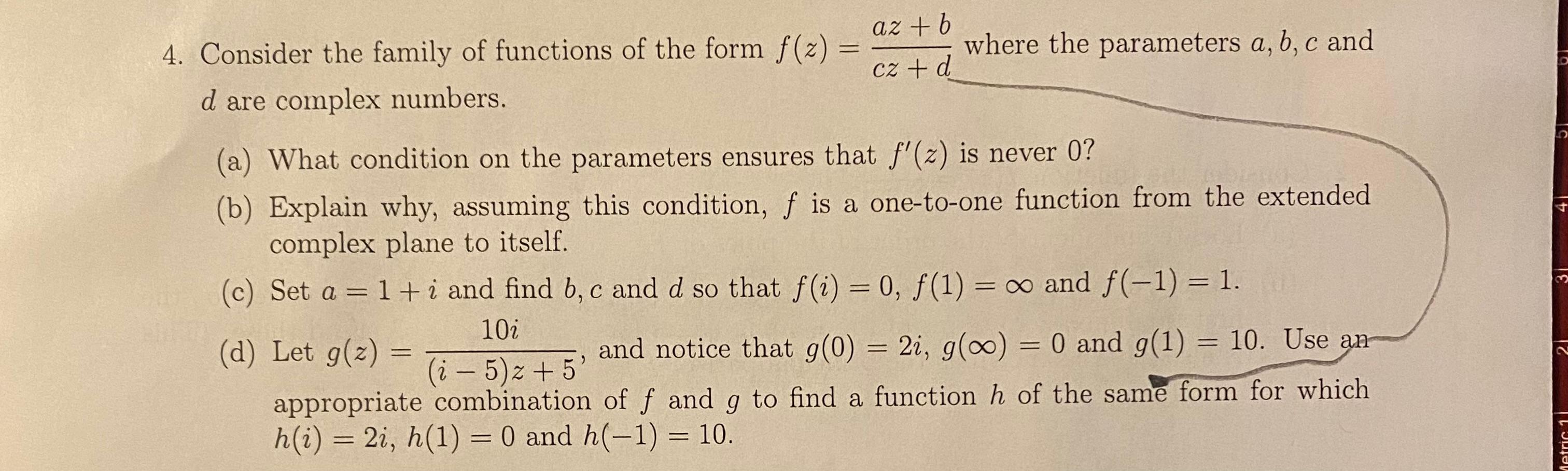 Solved C = 4. Consider the family of functions of the form | Chegg.com