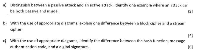 Solved a) Distinguish between a passive attack and an active | Chegg.com