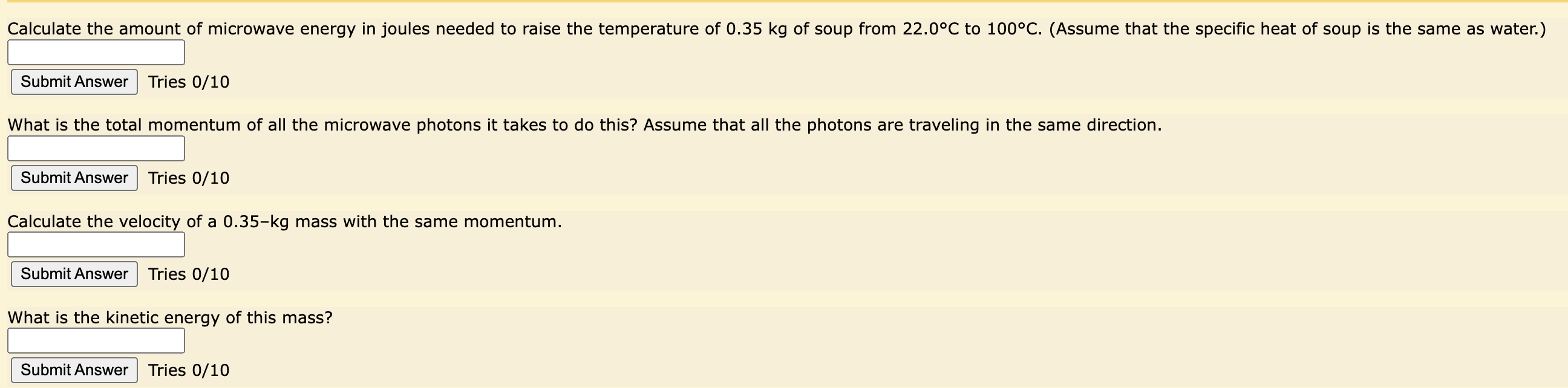 Solved Calculate the amount of microwave energy in joules