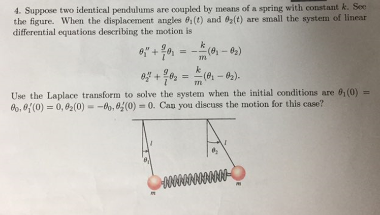 Solved 4. Suppose Two Identical Pendulums Are Coupled By | Chegg.com