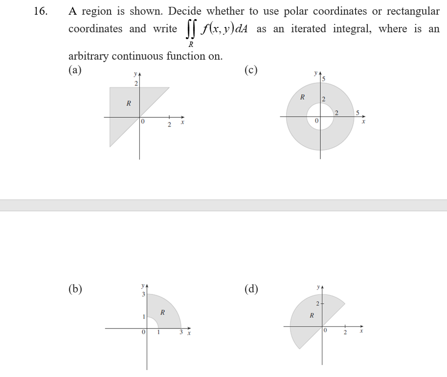 Solved A region is shown. Decide whether to use polar | Chegg.com