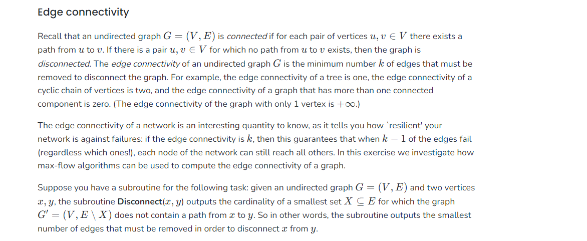 Edge connectivity Recall that an undirected graph | Chegg.com