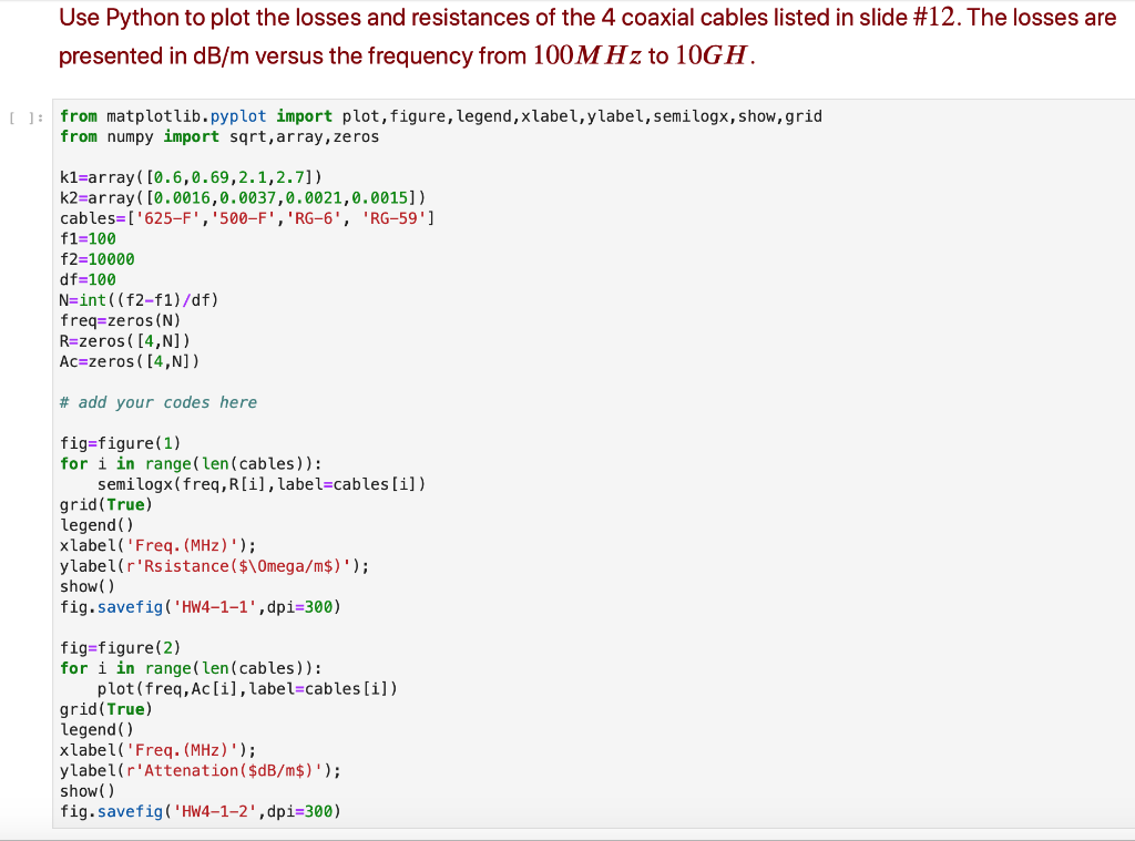 Use Python to plot the losses and resistances of the | Chegg.com