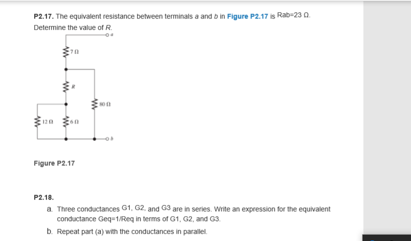 Solved P2.17. The equivalent resistance between terminals a