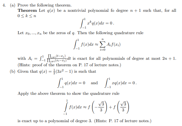 Solved 4. (a) Prove The Following Theorem. Theorem Let (2) | Chegg.com