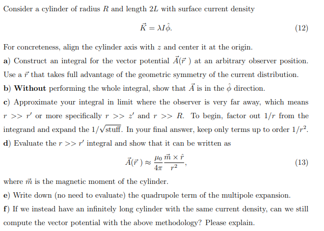Solved Consider a cylinder of radius R and length 2L with | Chegg.com