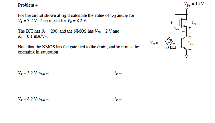 Solved Problem 4 = 15 V For the circuit shown at right | Chegg.com